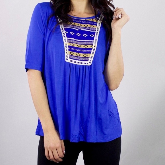 Moon & Sky Blue Lace Back Tunic - Picture 3 of 3